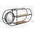Casual Home Metal and Glass Wall Storage with Round Mirror, Iron Frame, Geometric Design and Dual Shelving