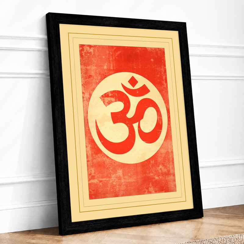 Sacred Om in Red Religious - Framed Print, A1 - 84.1 x 59.4 cm, Black