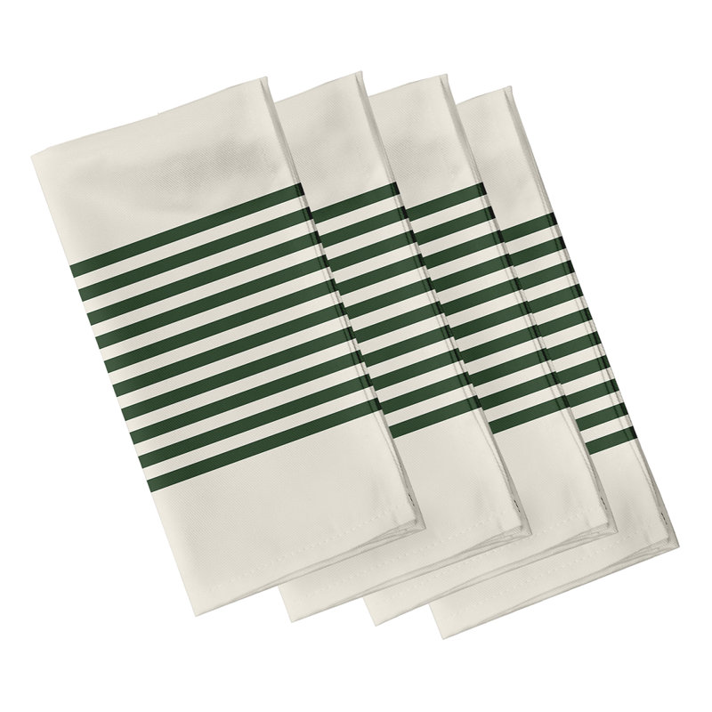 Ensemble de serviettes 4 pièces Alameda, Ivoire / vert foncé, L 18 po x L 18 po
