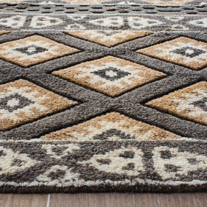 Tapis beige en laine noué à la main Palni, Rectangle 8 pi x 10 pi
