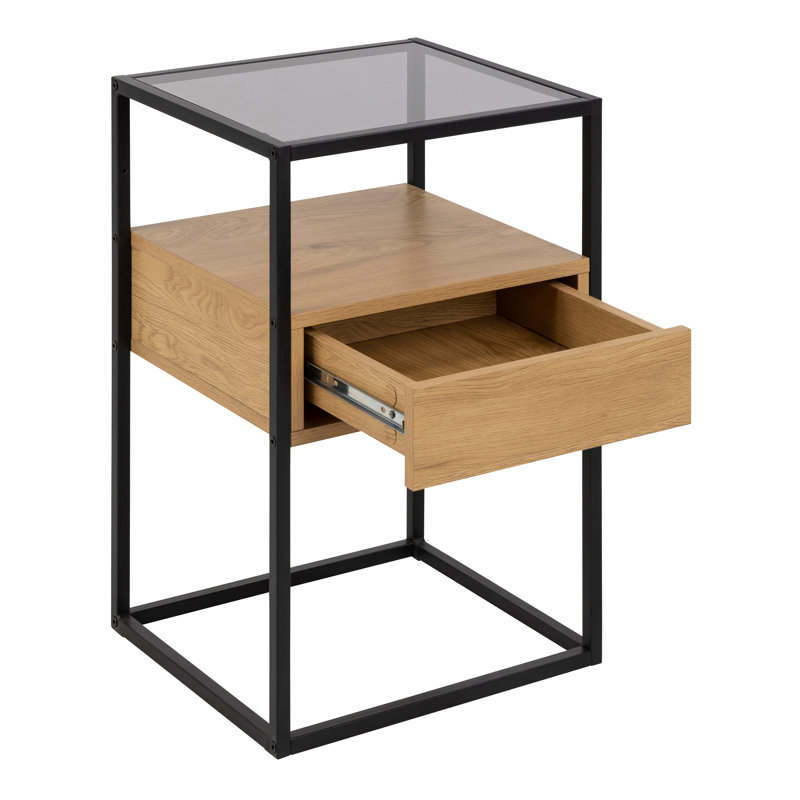 Alhareth 40 cm W Bedside Table, Black/Brown