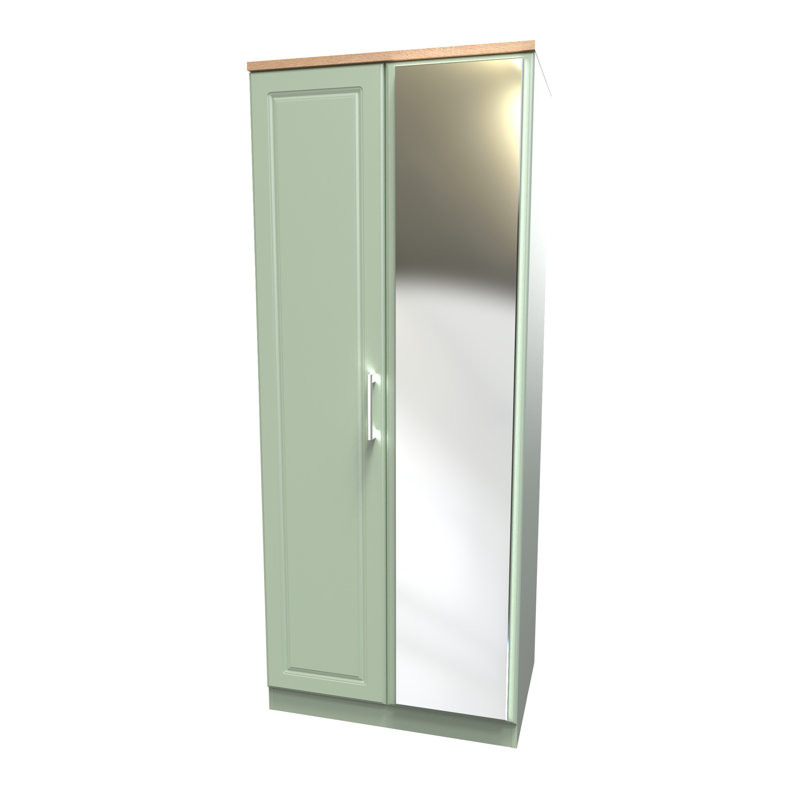 Aalysia 2 Door Mirrored Robe, Reed Green/Bardolino Oak