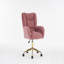 Fauteuil de bureau luxueux en velours pivotant avec base dorée et roues universelles, confortable et élégant