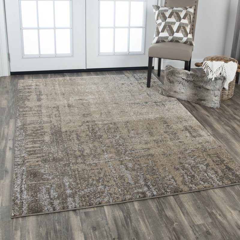 Tapis beige Barger, Rectangle 6 pi 7 po x 9 pi 6 po