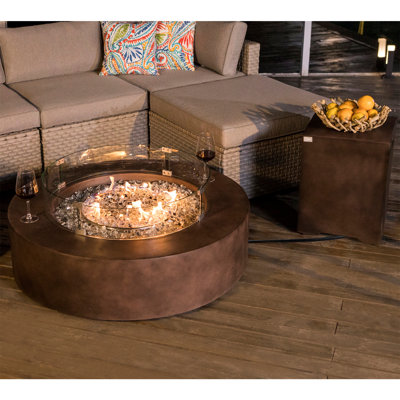 Kinzie Round Concrete Propane Smokeless Fire Pit Table