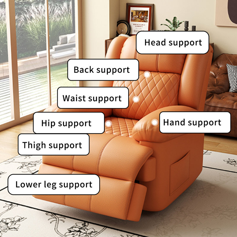 Single Multi-Functional Ergonomic Casual Recliner, Orange
