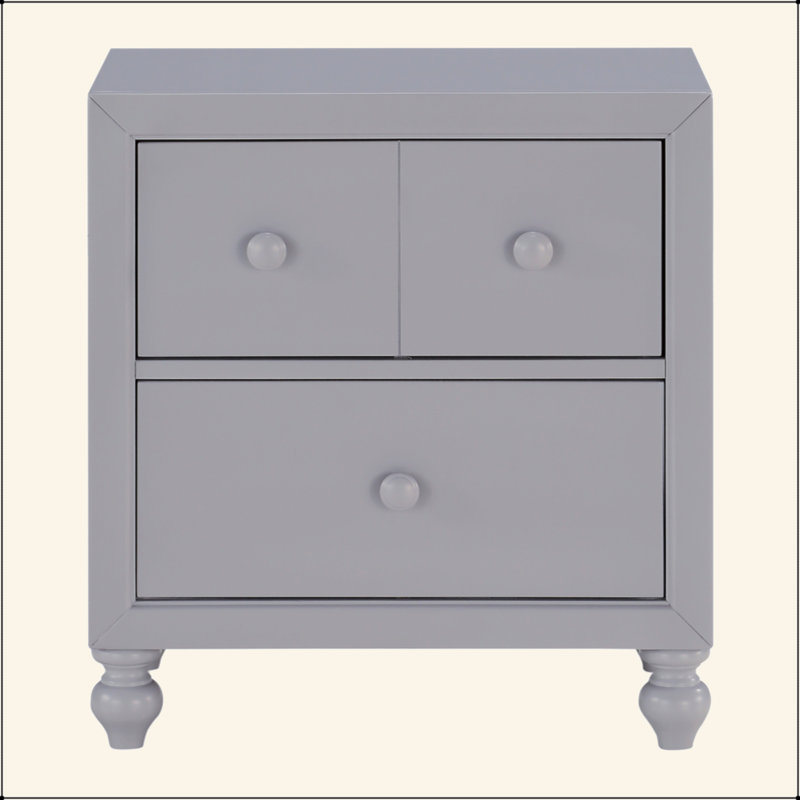 Table de chevet transitionnelle à finition grise 1pc