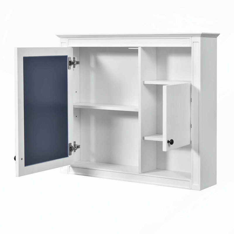 Armoire de salle de bain murale polyvalente avec plusieurs tablettes et miroir
