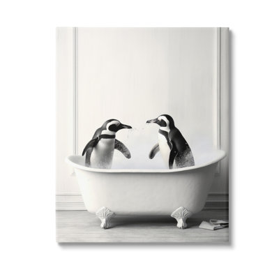 "Penguin Duo In Bath" par Lazar Studio sur toile