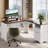 55'' L Shaped Executive Computer Desk with File&Storage Drawers,Home Office Writing Desk with Monitor Stand and Open Compartments-108884149