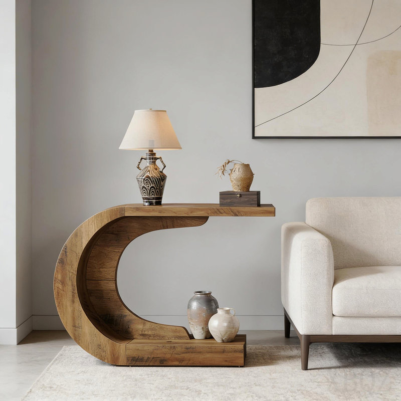 Table de couloir contemporaine, console moderne, table basse en forme de C