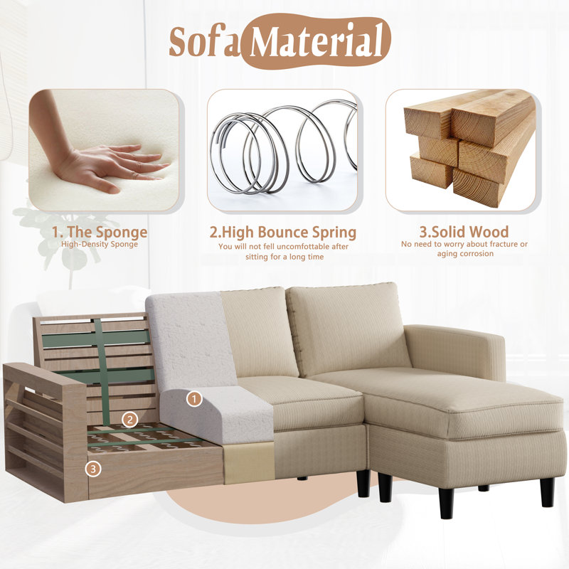 73.6" Upholstered Sofa, Light Brown