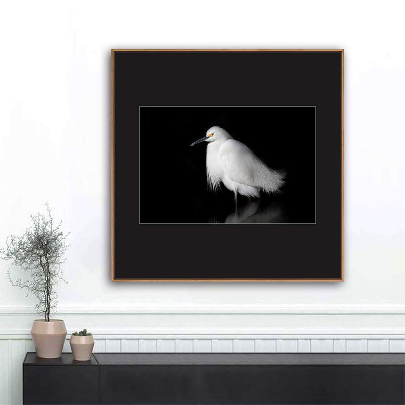 H01 A Bird debout, reproduction sur toile, H 24 po x l 24 po, Naturel