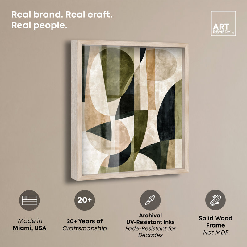 Terracotta Shards I Shadowbox Print Modern Office Art par, H 20 po x l 16 po, Cadre en chêne naturel