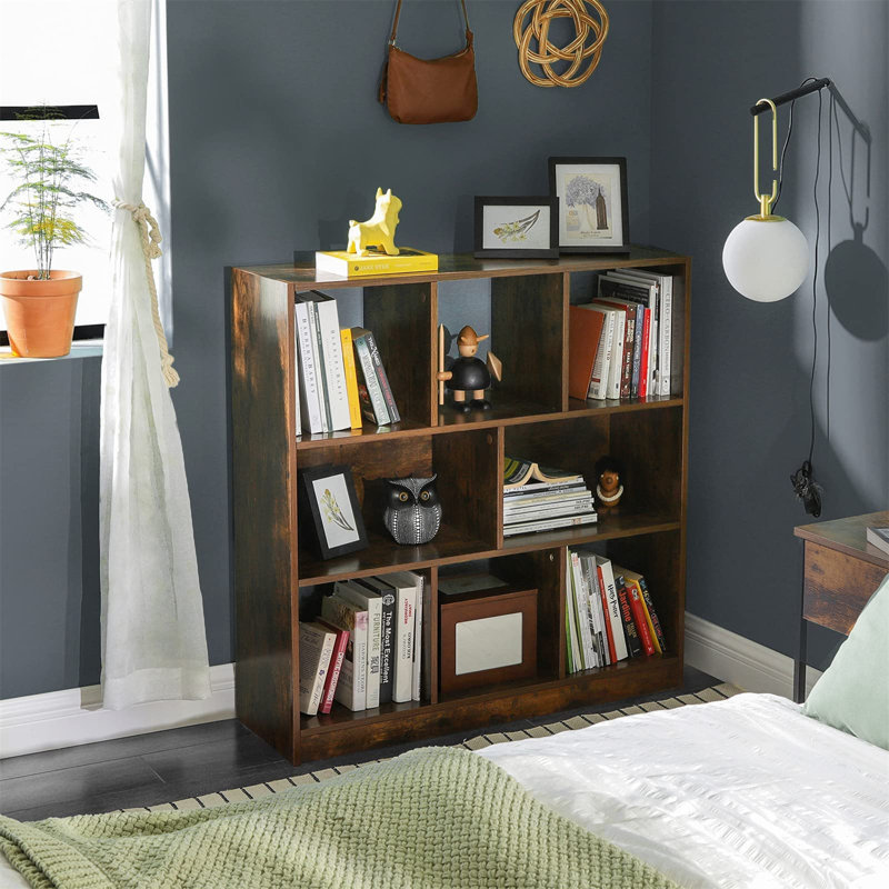 Lourdes 100 cm H x 97.5 cm W Standard Bookcase, Rustic Brown