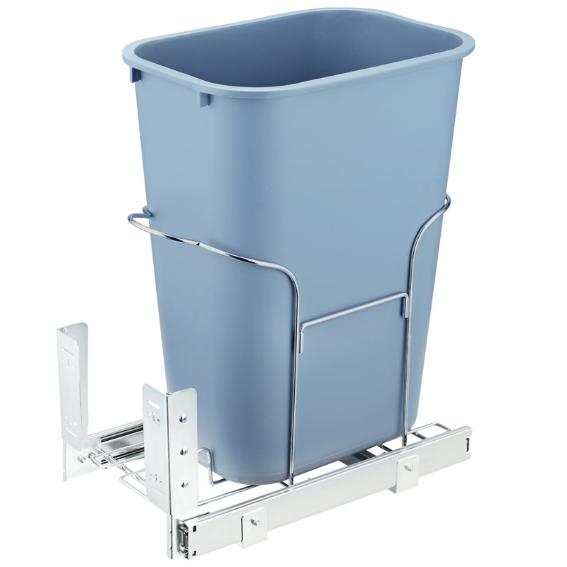 Gray Plastic Pull-Out Kitchen Trash Can with Iron Frame