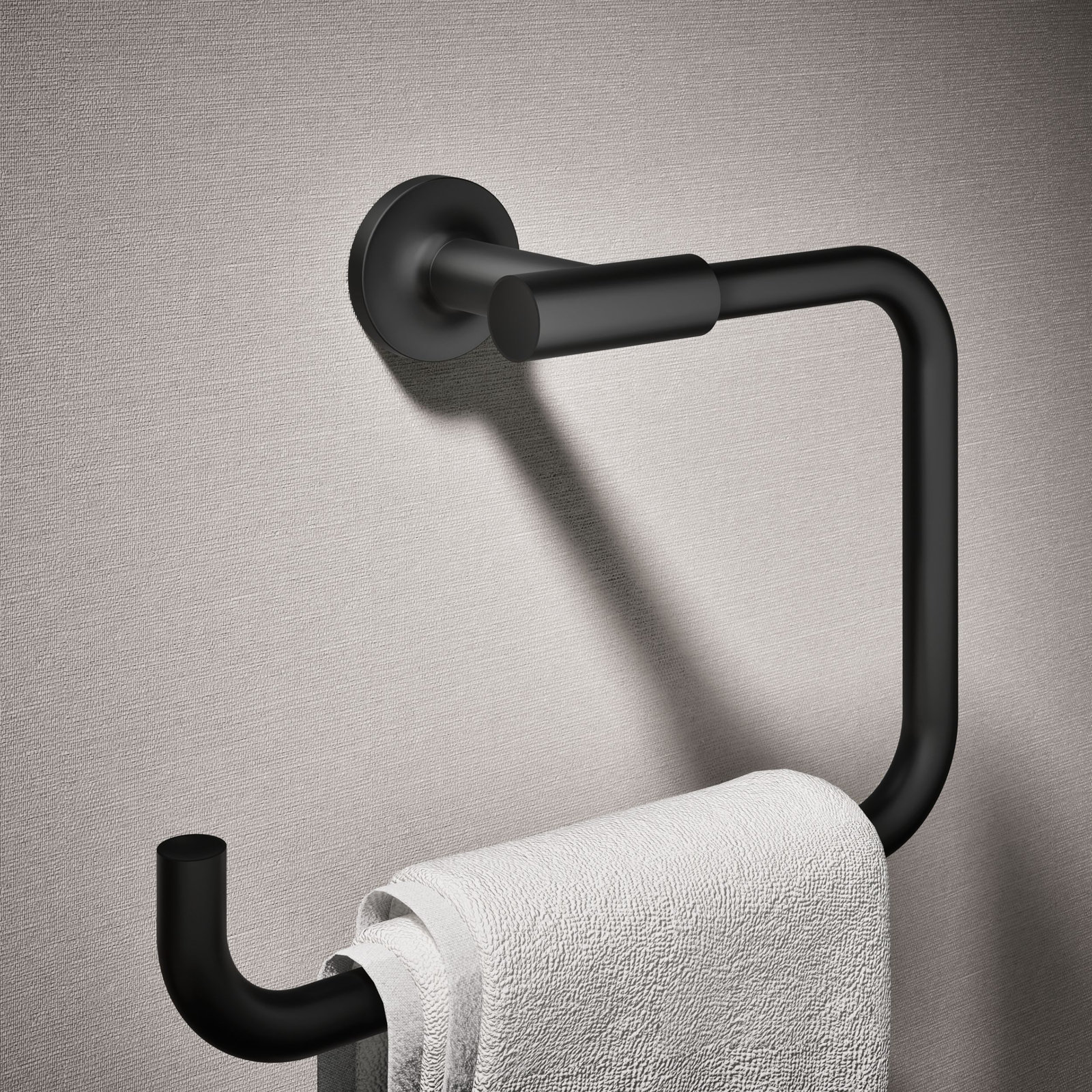 Purist Wall Mounted Towel Ring for Bathroom, Metal Bathroom Hand Towel Ring, Matte Black