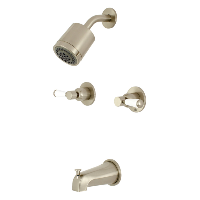 Kingston Brass Paris Double-Handle Tub and Shower Faucet, Brushed Nickel