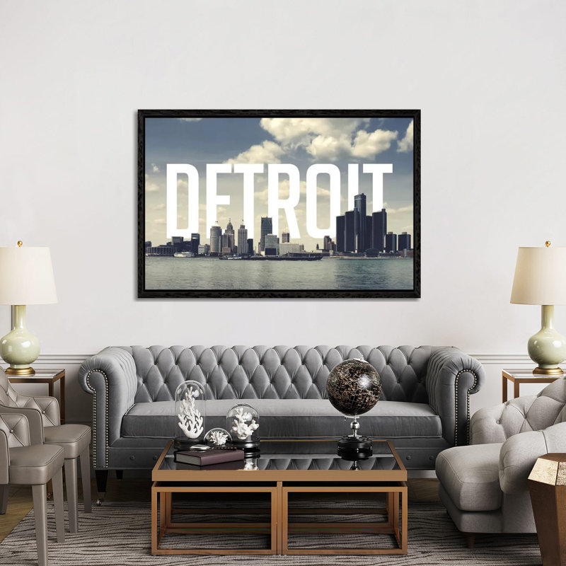 Detroit - Print on Canvas, 152.5 cm H x 101.5 cm W, Black Framed