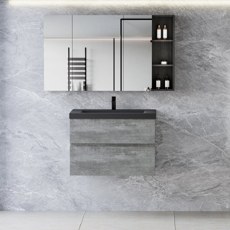 Meuble-lavabo simple 30 po avec plateau en quartz Houstonia