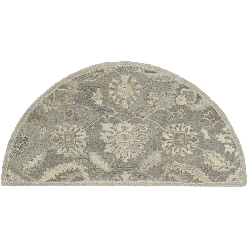 Sneyd Park Hand Tufted Wool Floral Indoor Rug, Semi Circle 2' x 4'