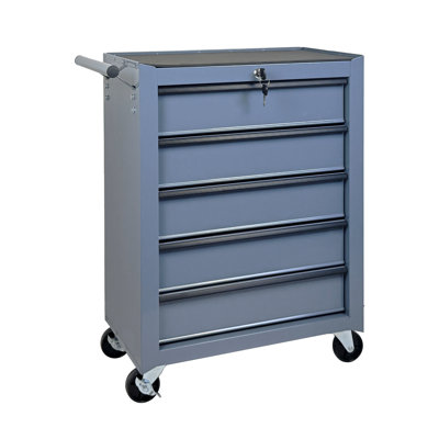 Rolling Metal Tool Chest with 5 Drawers, 20" 5-Drawer Tool Chest Cabinet with Ball Bearing Drawer Slides, Steel Tool Storage Box Organizer