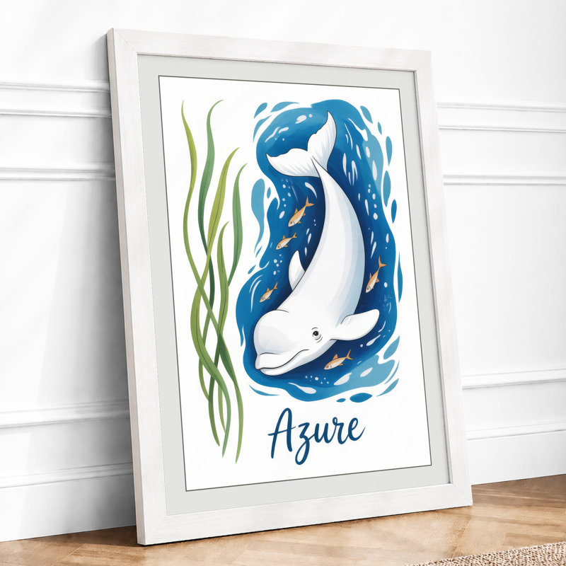 Azure Dolphin Coastal - Framed Print, A1 - 84.1 x 59.4 cm, White