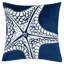 Housse de coussin décoratif, conception étoile de mer, velours indigo côtier 20 po