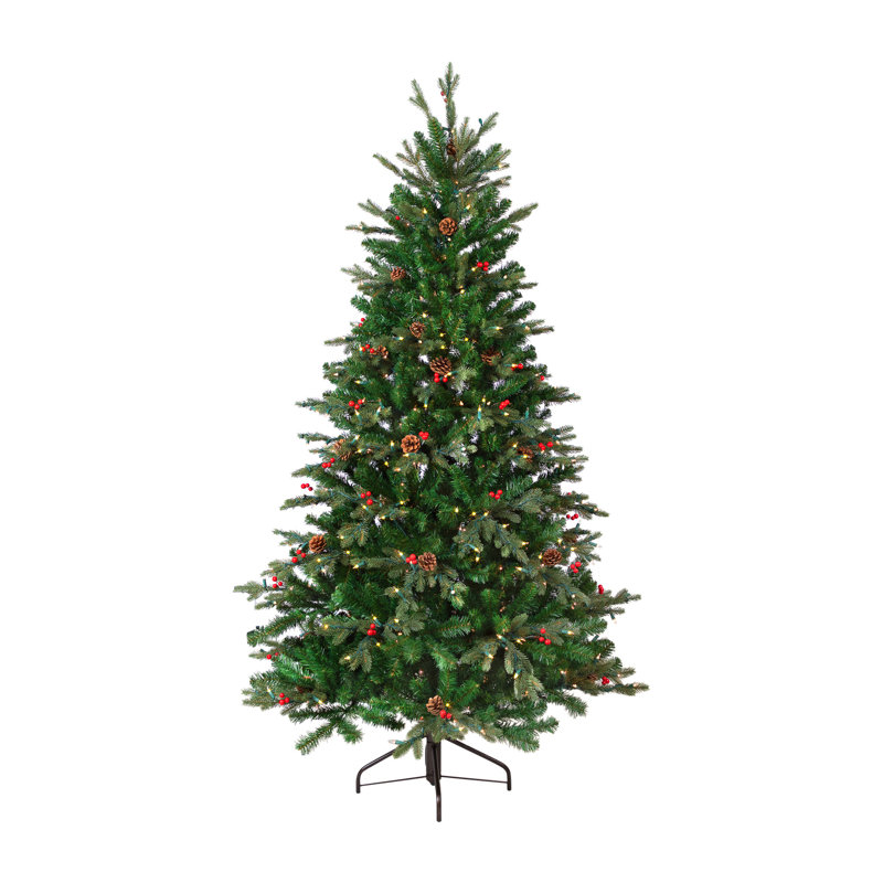 Artificial Cedar Christmas Tree with Lights, 7'5"