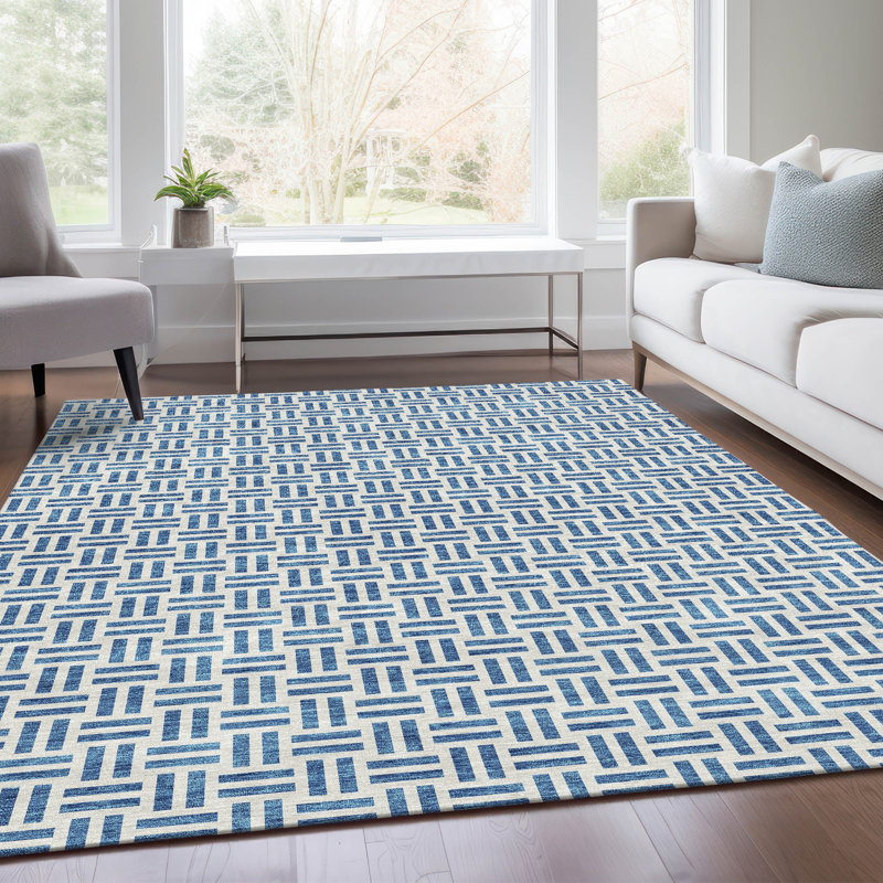 Premium Machine Washable Prisco Denim Rug, Rectangle 8' x 10'