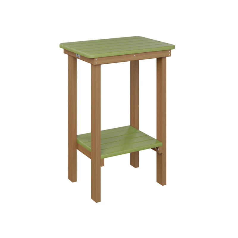 Berlin Gardens Rectangular End Counter Table, Kiwi Green, Natural Teak