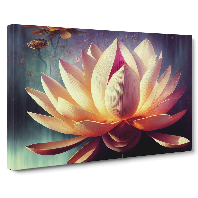 Striking Lotus Flower - Wrapped Canvas Painting, 35cm H x 50cm W x 3cm D