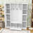 Wood Hall Tree with Side Cabinets, Adjustable Shelves, 5 Hooks and Bench-129945989