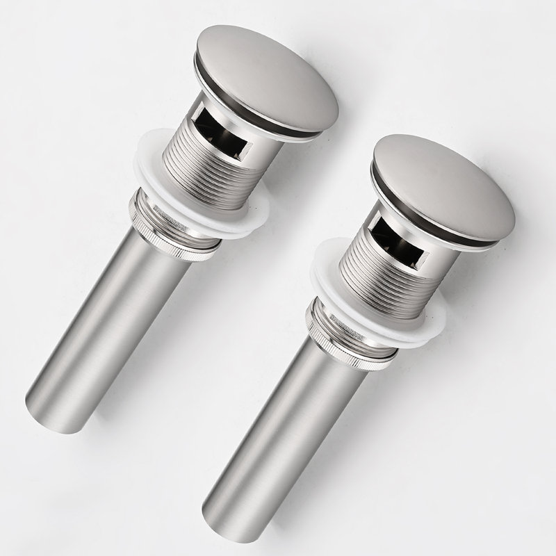 Bonde escamotable de salle de bain avec lavabo vasque en acier inoxydable (ensemble de 2), Nickel brossé