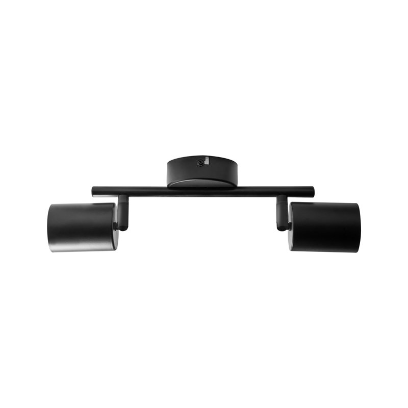 2 Light Spotlight NYANDO Metal Black, 16cm H x 26cm W x 8cm D, Satin Black
