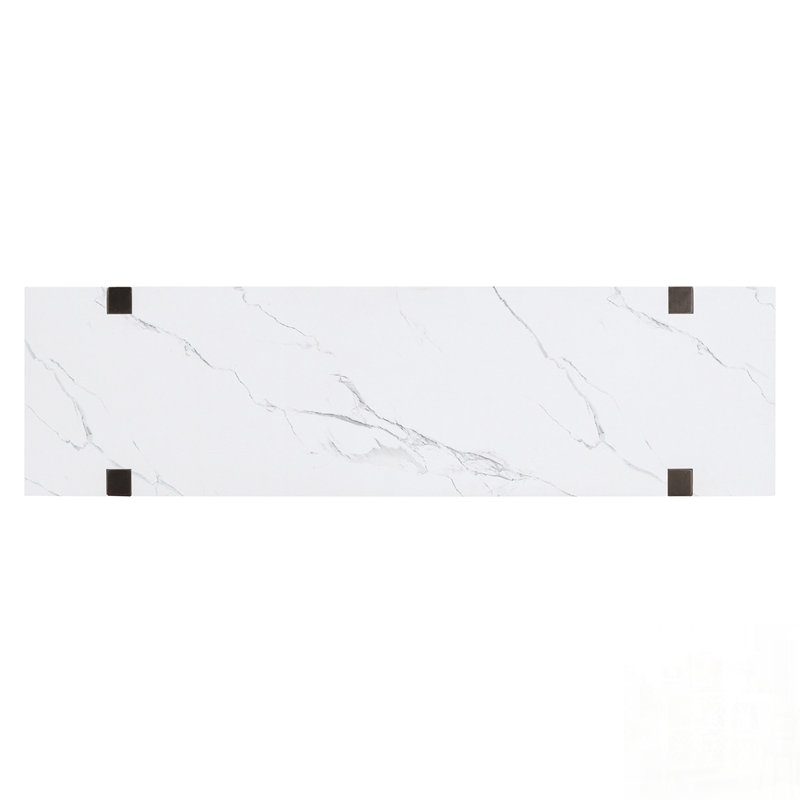 Console étroite avec plateau en marbre, table d'entrée rétro avec tablette ouverte pour un rangement polyvalent et un design élégant