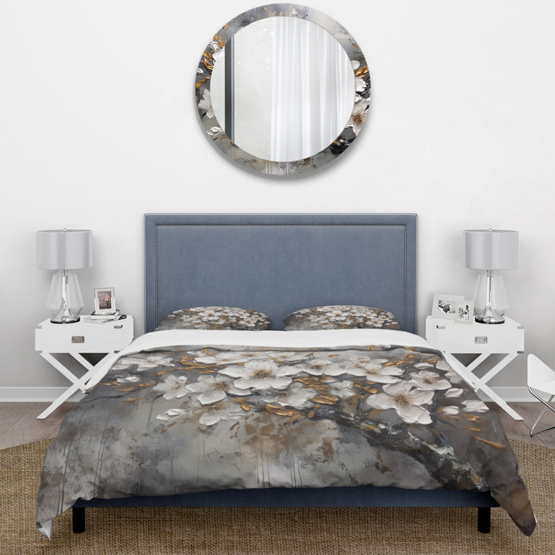 Ensemble de housse de couette en microfibre / polyester blanc cerise Blossum Harmony I Bedding
