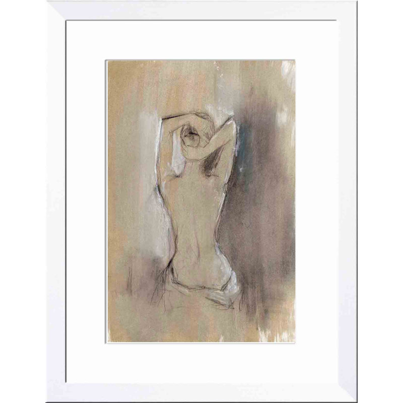 «Contemporary Draped Figure I» par Ethan Harper - peinture encadrée, Blanc, H 12 po x l 12 po