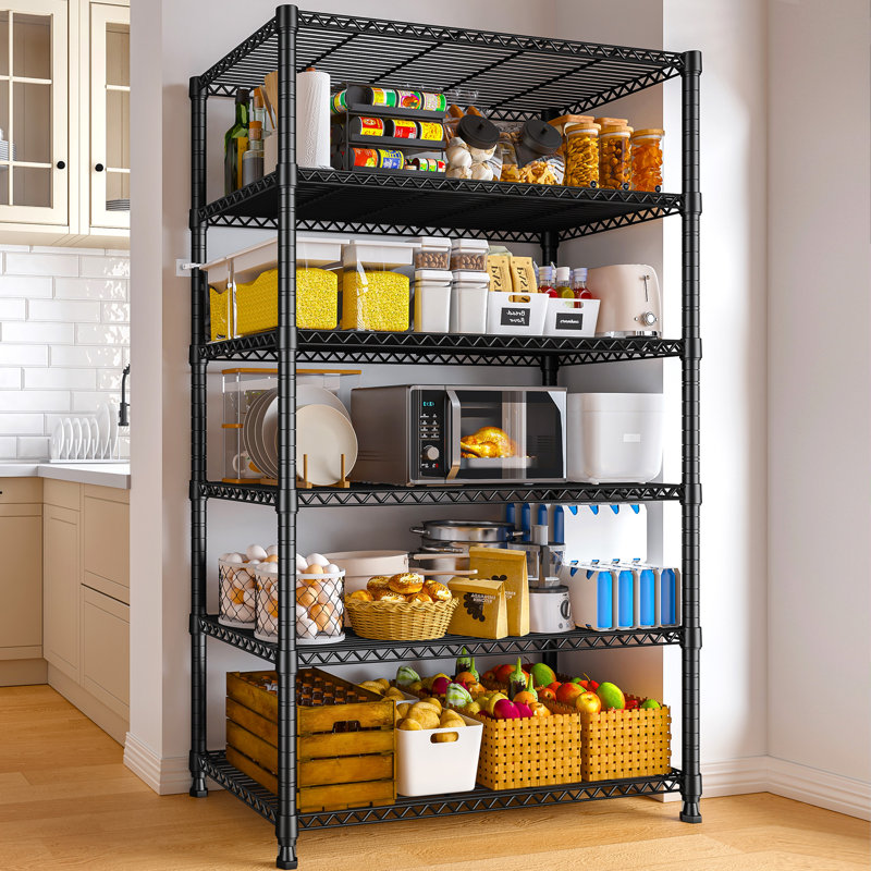 6 Tier Storage Shelves, Shelving Unit for Storage, Adjustable Kitchen Shelves Heavy Duty Pantry Shelf, 75"H x 35"W x 13.60"D