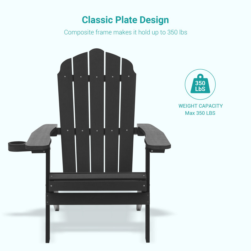 Chaise Adirondack pliable Luna, Noir, noir, noir, noir
