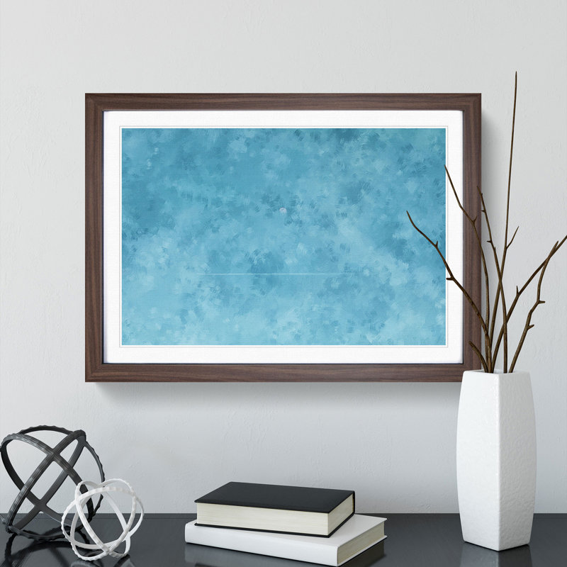 Flying Past The Moon - Single Picture Frame Painting on MDF, Walnut Framed, 62cm H x 87cm W x 2cm D