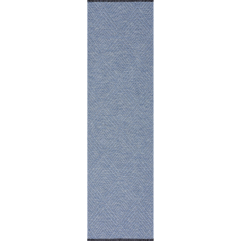 Brenly Geometric Machine Washable Non Skid Indoor Area Rug - Blue, Runner 2'3" x 7'7"