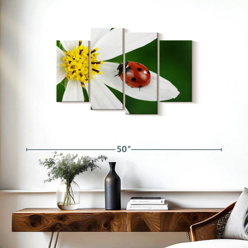 Brampt Ladybug On White Flower, 22" H x 36" W