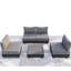 Ensemble modulaire de patio 5 pièces en aluminium gris avec chaises modulaires et table basse