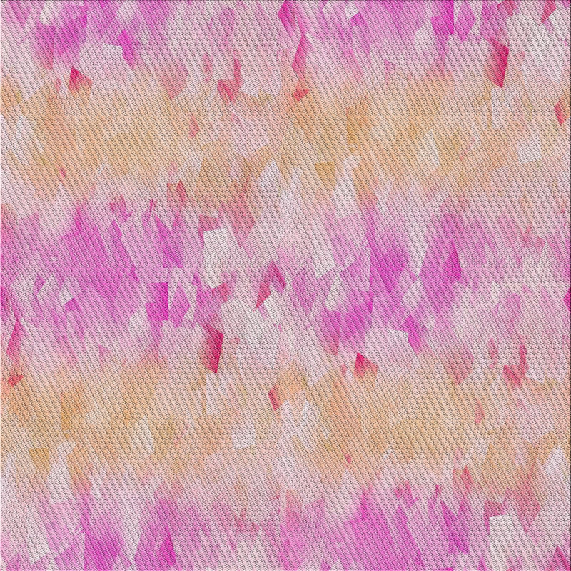 Tapis abstrait rose / jaune, Carré 8 pi