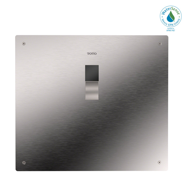 Robinet de chasse pour toilette encastré à haut rendement sans contact 1,28 GPF TOTO® ECOPower® pour bec verseur arrière avec plaque de recouvrement 14 x 12, acier inoxydable