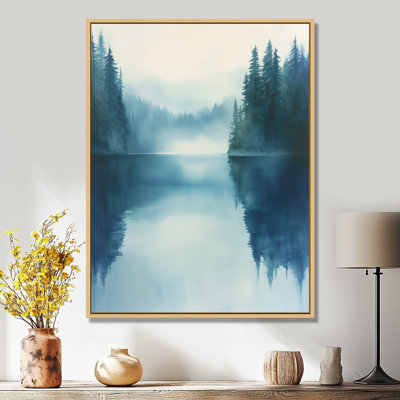 Soft Lake Morning Reflection II - Blue Nature Wall Decor
