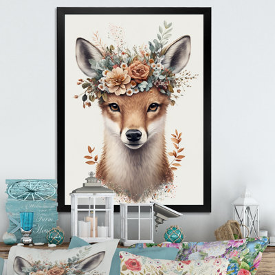 " Cute Baby Fox With Floral Crown IV "