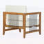 Chaise d'extérieur en bois d'acacia avec coussin beige, corde moderne pour une assise élégante et confortable