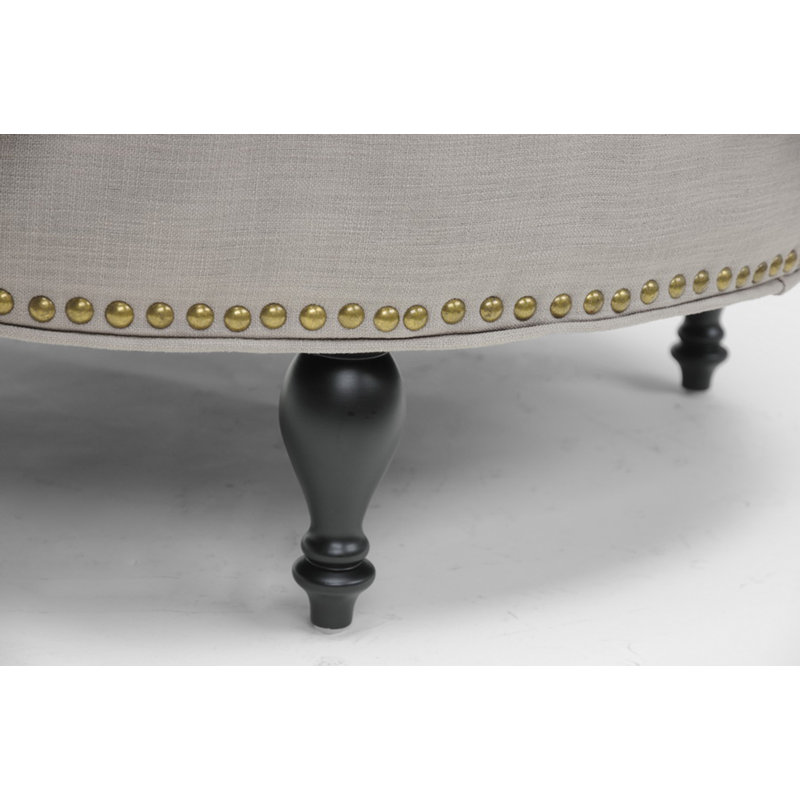Repose-pieds cocktail rond capitonné 35,25 po, Beige